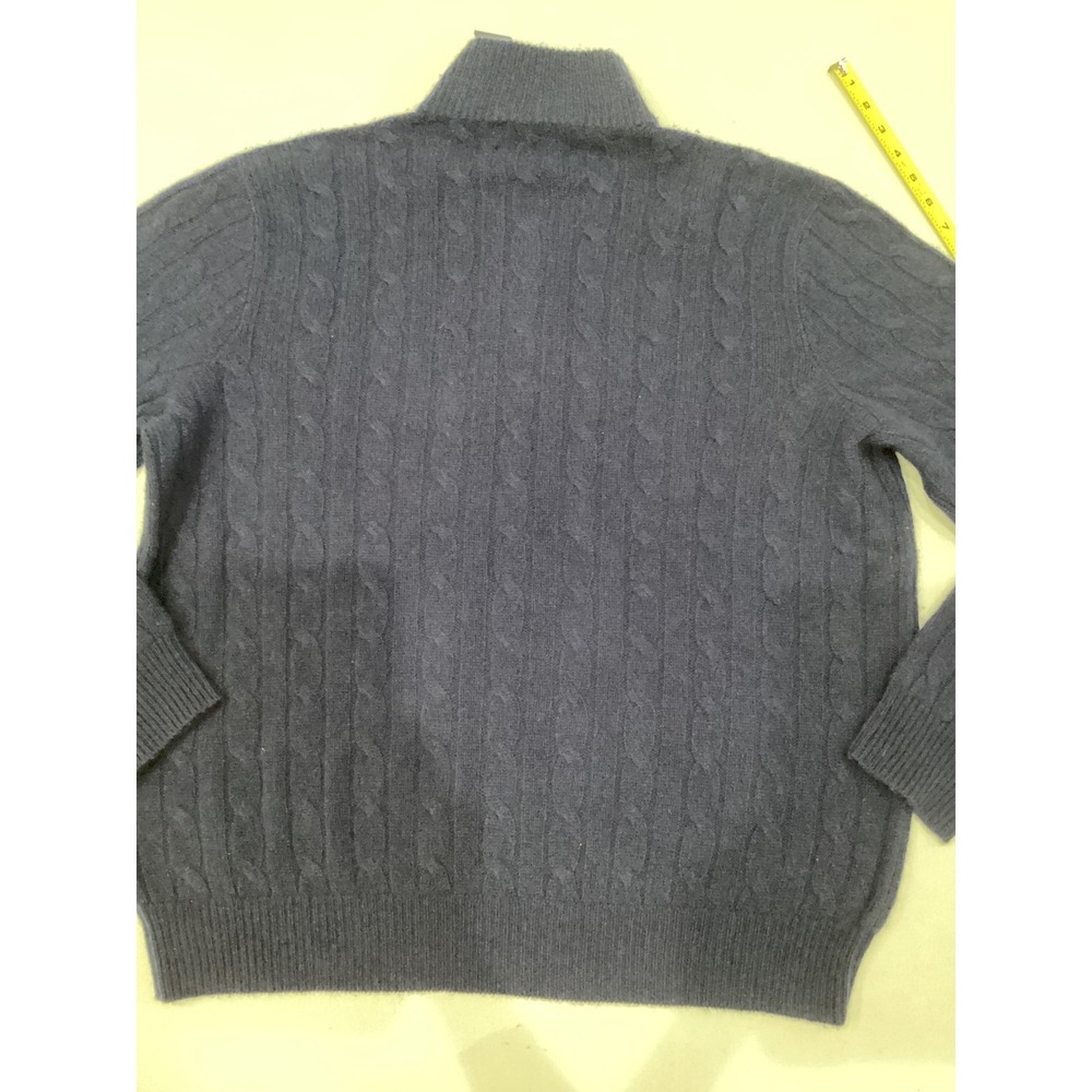 Polo Ralph Lauren Mens Blue Cable Knit 1/4 Zip Cashmere Sweater XXL Heritage - Picture 12 of 12